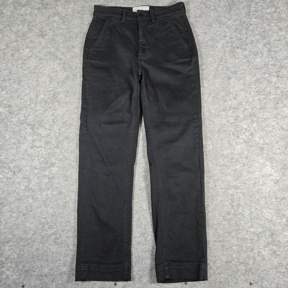 Everlane Womens Size 0 Black The Slim Leg Crop Stretch Cotton Twill Chino Pants
